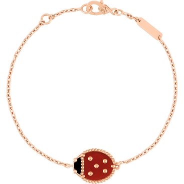 Vòng tay nữ bọ rùa Van Cleef Arpels Lucky Spring Bracelet Closed Wings Ladybug Rose Gold Carnelian VCARP7R000