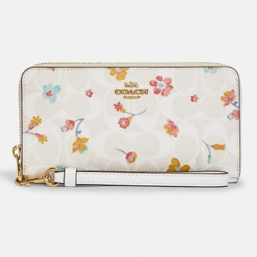 Ví Coach nữ Long Zip Around Wallet In Signature Canvas With Mystical Floral Print