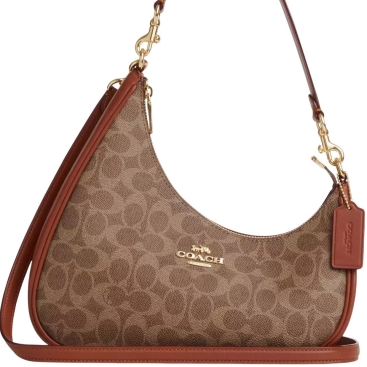 Túi kẹp nách Coach Twisted Teri Shoulder Bag In Signature Canvas Tan Caramel CBI02