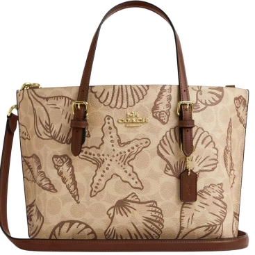 Túi đeo chéo Coach nữ Mollie Tote Bag 25 In Signature Canvas With Shell Print CBH63