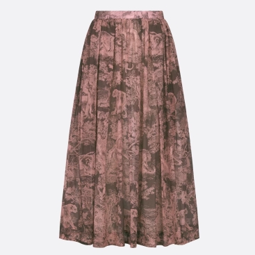 Váy nữ dài Dioriviera Flared Skirt Gray and Pink Cotton Muslin with Toile de Jouy Reverse Motif