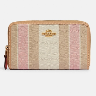 Ví Coach nữ Medium Id Zip Wallet In Signature Jacquard With Stripes