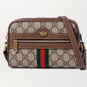 Túi đeo chéo Gucci Ophidia Small Beige Leather Trimmed Printed Coated Canvas Camera Bag