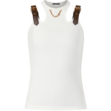 Áo thun trắng Louis Vuitton Eyelet Tab Tank Top