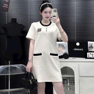 Áo đầm nữ Miu Miu cổ tròn dáng suông