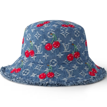 Mũ Louis Vuitton Cherry LV x TM Denim Cerise Bucket Hat