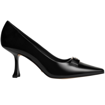 Giày nữ đen Charles and Keith Leather Sculptural-Heel Square-Toe Pumps Black Box SL1-61720052