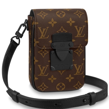 Túi đeo chéo điện thoại Louis Vuitton LV Unisex S-Lock Vertical Wearable Wallet Monogram Macassar Coated Canvas Bags