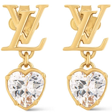 Hoa tai LV Iconic Heart Earrings LV Initials and Heart Charms