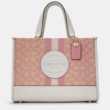 Túi tote nữ Coach Dempsey Carryall In Signature Jacquard With Coach Patch And Heart Charm