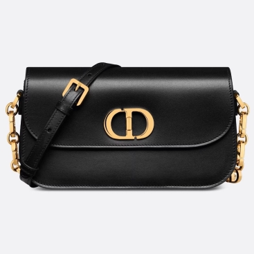 Túi đeo chéo nữ Dior 30 Montaigne Avenue Bag In Black Box Calfskin Embossed 30 Montaigne Signature On The Back