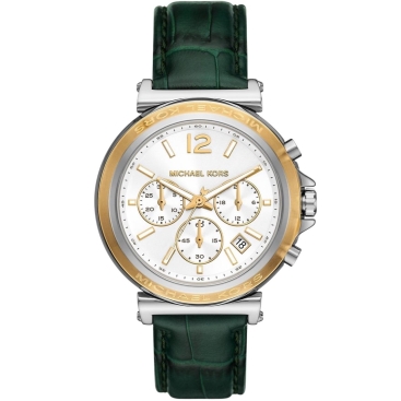 Đồng hồ đeo tay nữ Michael Kors Oversized Maren Silver-Tone and Crocodile Embossed Leather Watch MK7498