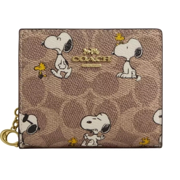 Ví ngắn Coach X Peanuts Snap Wallet In Signature Canvas With Snoopy Print CBN32