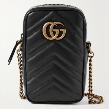 Túi nữ đeo điện thoại Gucci GG Marmont Mini Black Quilted Leather Pouch