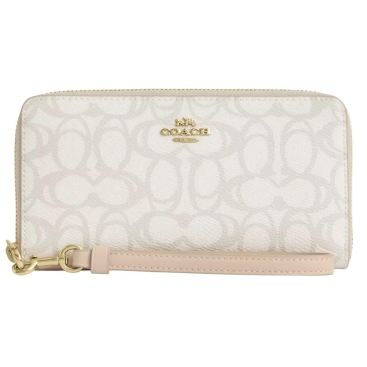 Ví cầm tay Coach dài Long Zip Around Wallet In Sketch Signature Canvas Ivory CBO02