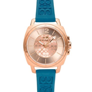 Đồng hồ đeo tay nữ Coach Mini Boyfriend Rose Gold Dial Blue Silicone Strap Ladies Watch 14502095