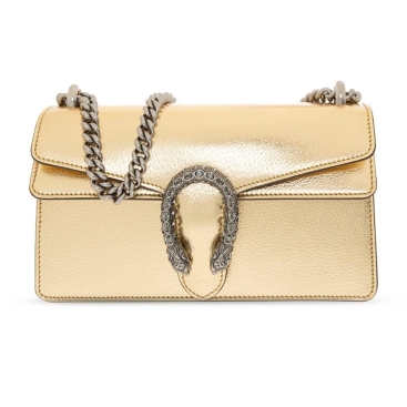 Túi đeo chéo nữ Gucci đầu rồng Mini Gold Metallic Leather Dionysus Shoulder Bag