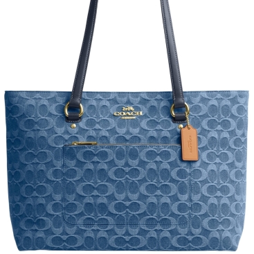 Túi đeo vai nữ Coach Station Tote Bag In Signature Denim Blue CDB88
