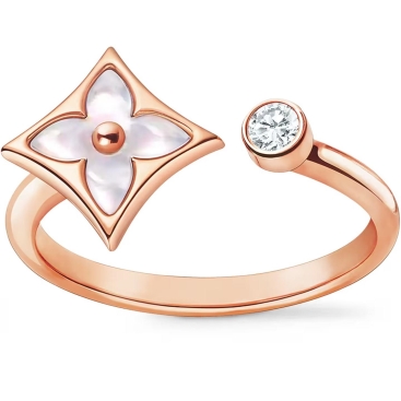Nhẫn thời trang Louis Vuitton Color Blossom Mini Star Ring White Mother-of-Pearl and Diamond